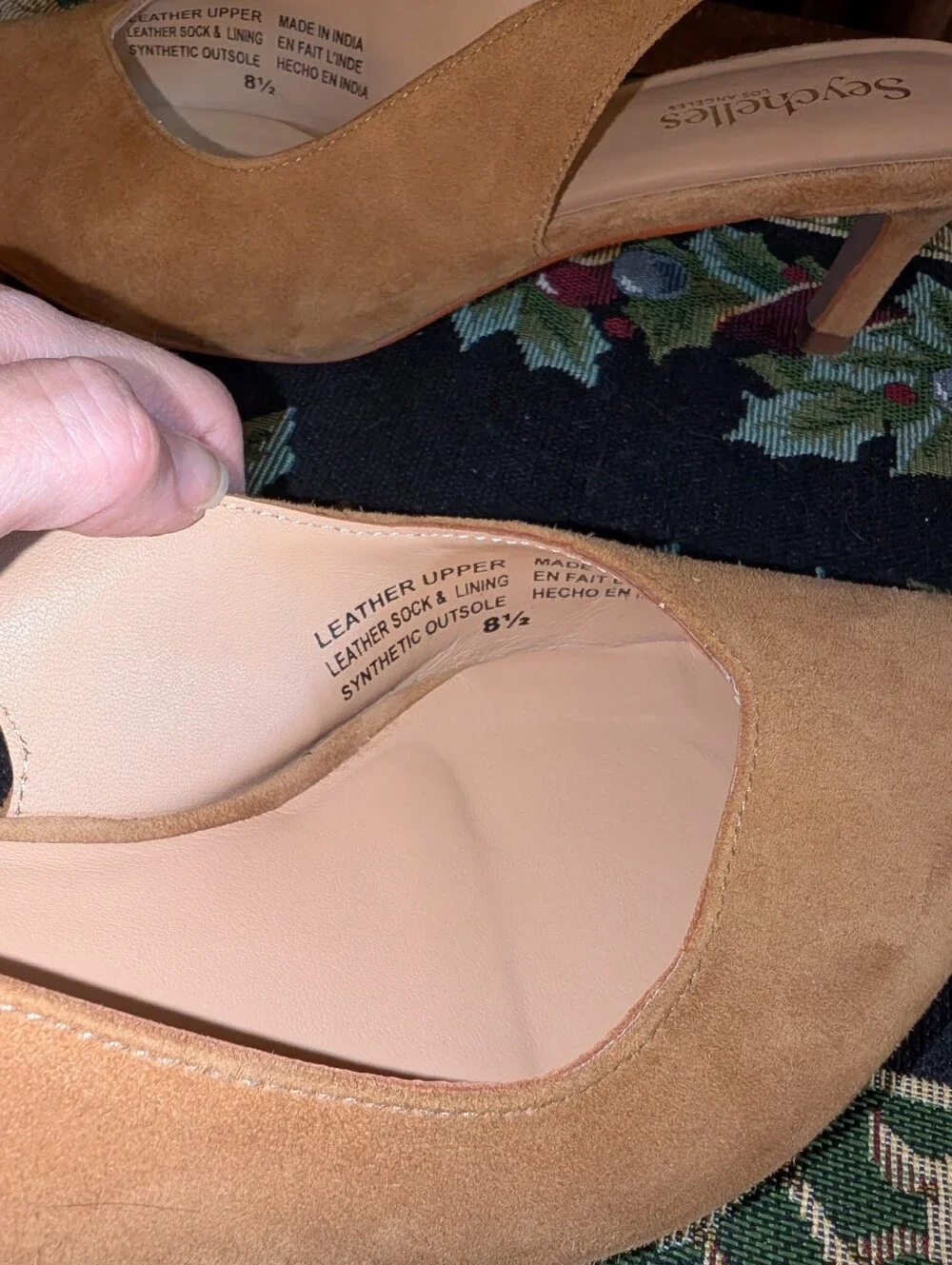 Seychelles Tan Suede Slingback Kitten Heels